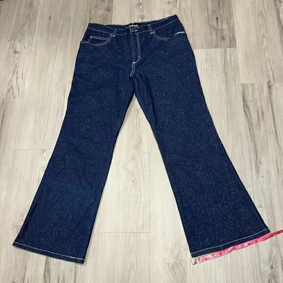 Girlfriends LA vintage y2k deadstock bootcut sparkly jeans NWOT Sz 15 stretchy - Picture 9 of 14